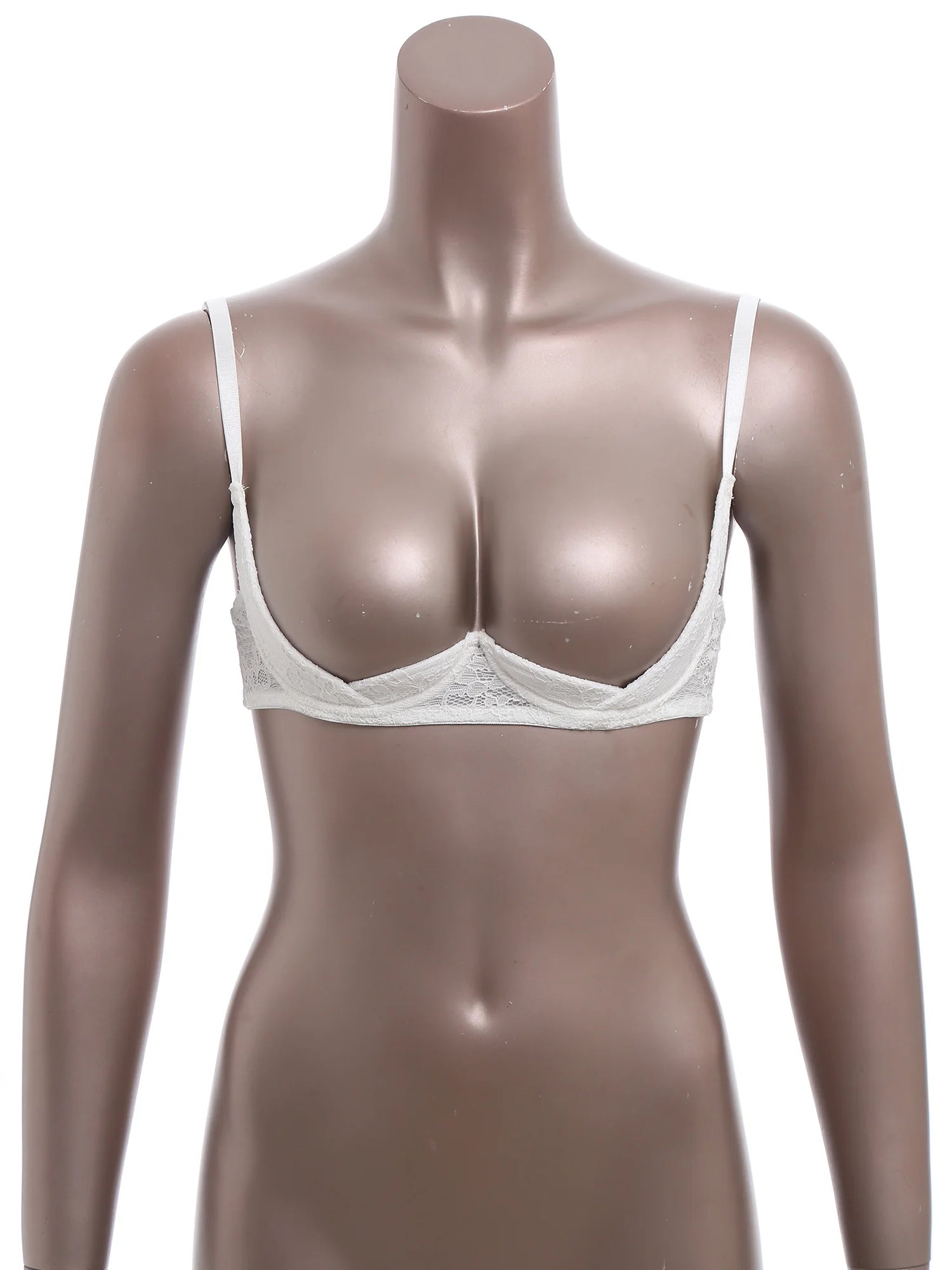 Womens Floral Lace 1/4 Cup Bra Adjustable Spaghetti Straps Push Up Underwired Shelf Bra Lingerie Brassiere Balconette Bras