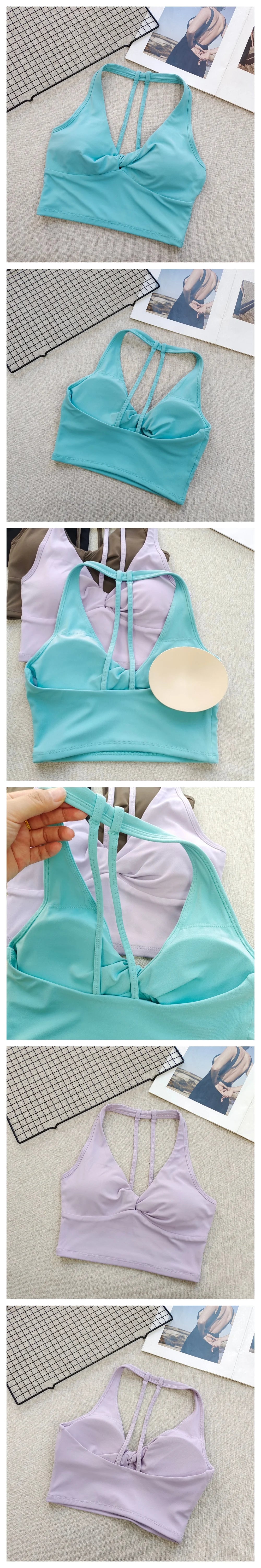 Sports Bra for Women, Fixed and Supportive Twist Design Pilates Yoga Wear, Beautiful Back Running Fitness Training Top