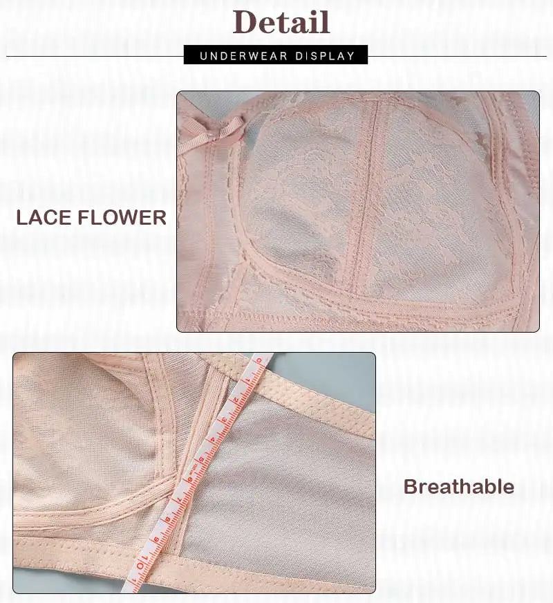 Women's Bra Lace Large Cup Ultra-thin No Sponge Transparent Push up Bras Wireless Sexy Underwear 34-46C Cup Bras