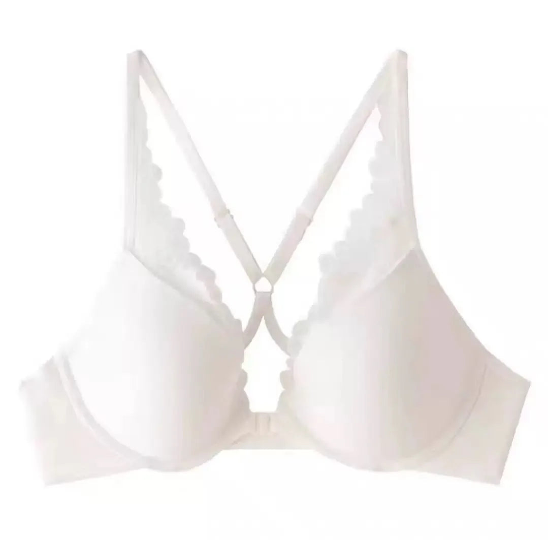Front Closure Lace Gathered Sexy Bra Breathable Thin Hollow Out Push Up Women's Bras Summer Seamless Lingerie