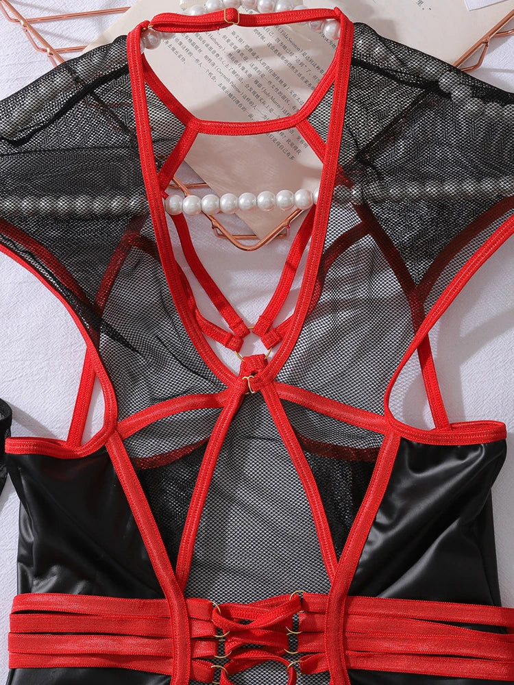 Lingerie Sexy Sheer Mesh Porn Top Crotchless Skirt Naked Bandage Women Underwear Uncensored Erotic Costume