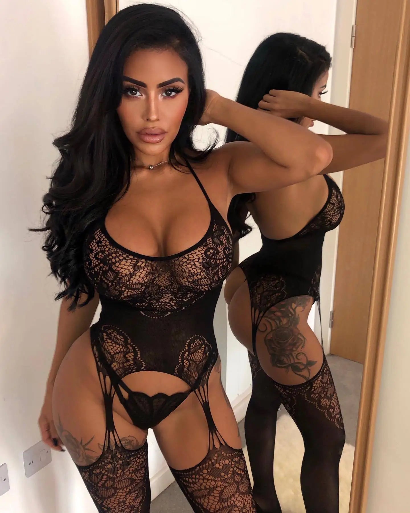 Lingerie Bodysuit Red Bodystocking Erotic Fishnets Porn Underwear Outfits for Woman Jumpersuits Sexy Adult Female Costumes C108