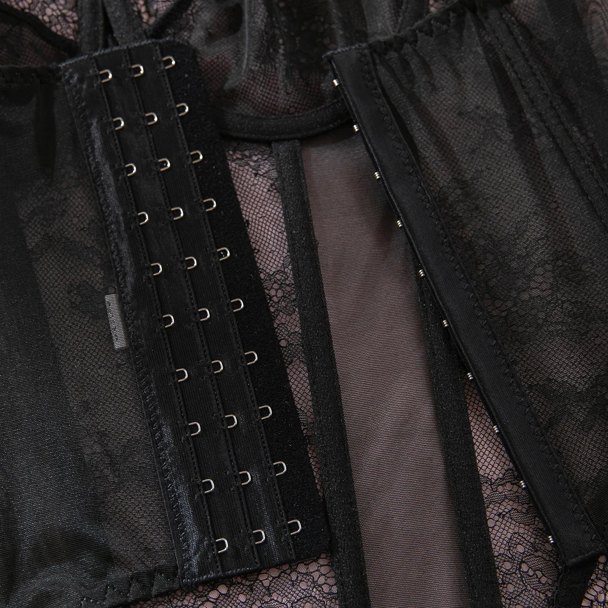 Sexy Lace Corset Lingerie Set for Women Push Up Bustier Bodysuit Boned Waist Cincher Garter Belt Stockings Erotic Underwear Set