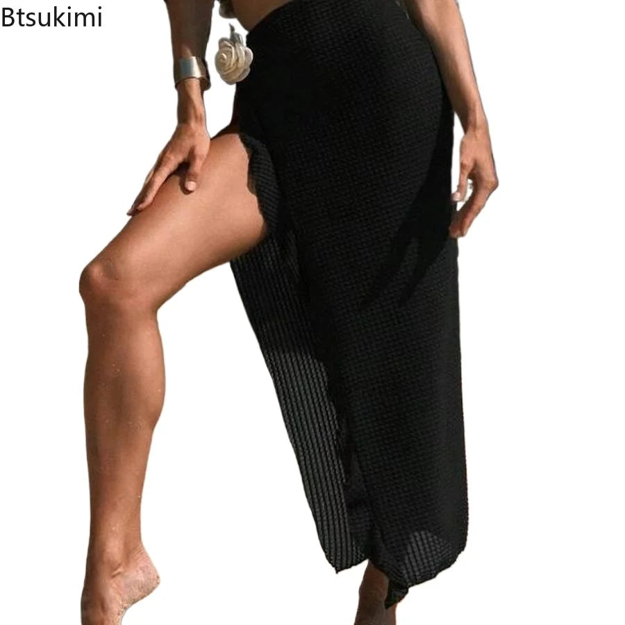 Vintage Swimsuit Women's Beach Vacation Long Skirts Sexy Bikini Cover Ups Holiday Bathing Suit Swimwear Summer 2-ways Wear Cover