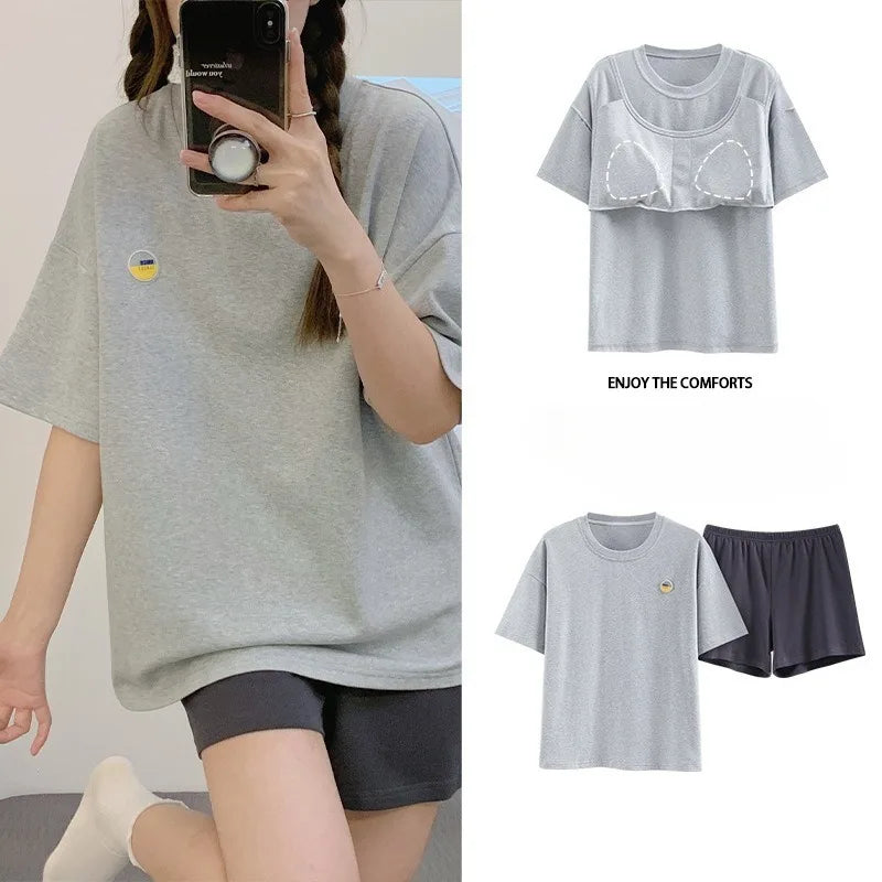 Ensembles Pyjama Set Bajama Summer Women Lady Pajamas for Woman Nightwear Women's Summer Suit With Shorts Loungewear Sets Woman