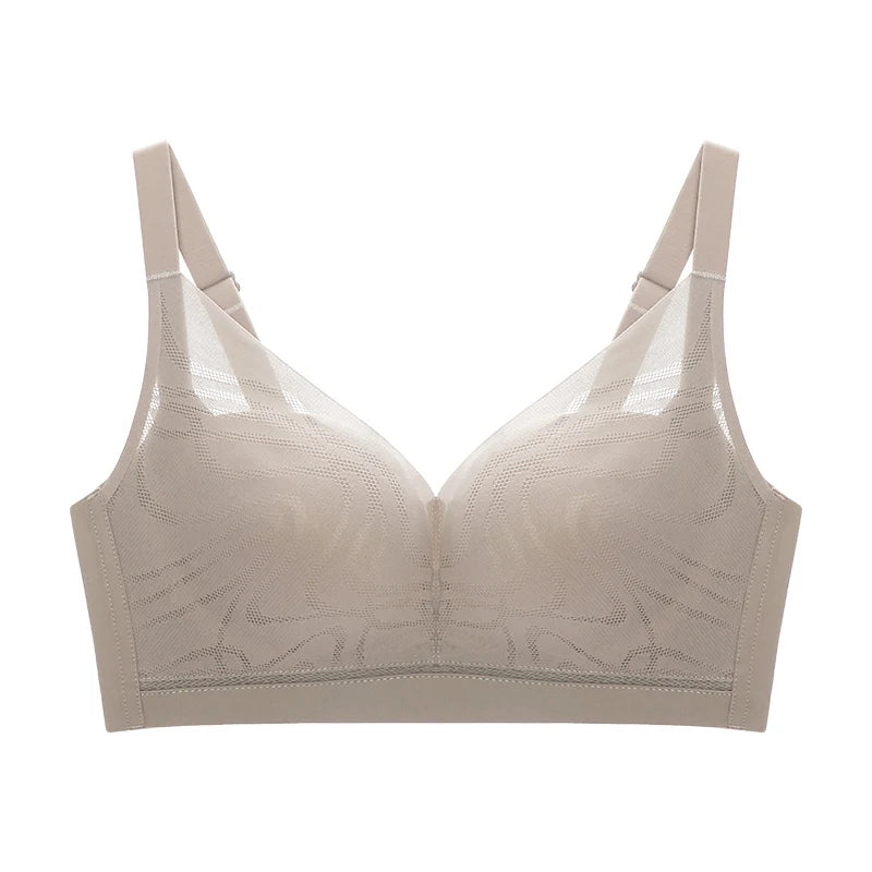 SuyaDream,Women Silk Bras, 100%Silk Lining, Wire Free, Lace Padded Bra, 2024 New Intimates, Black, Beige