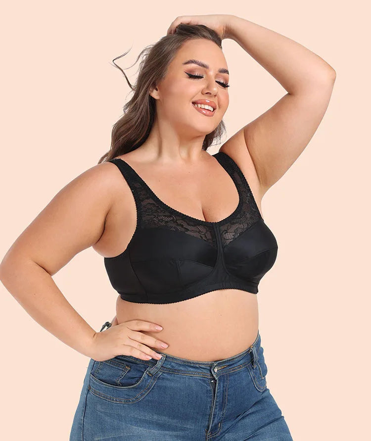 Summer Bra Thin Full Cup Bra for Women Sexy Lace Large Size Non Padding Wirefree Bras Plus Size Breathable Bralette BCDEFG