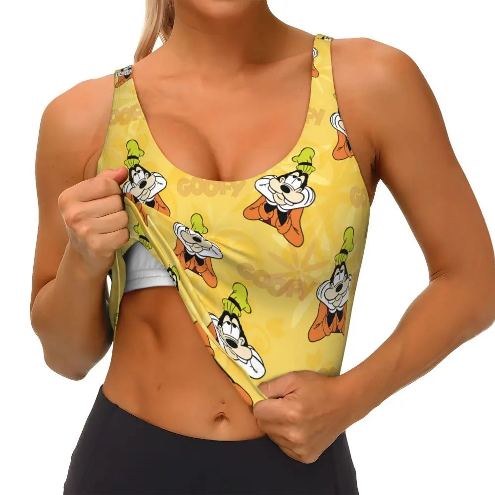 Custom Goofy Cartoons High Impact Sports Bras for Women Mangas Seamless Workout Running Crop Tank Tops