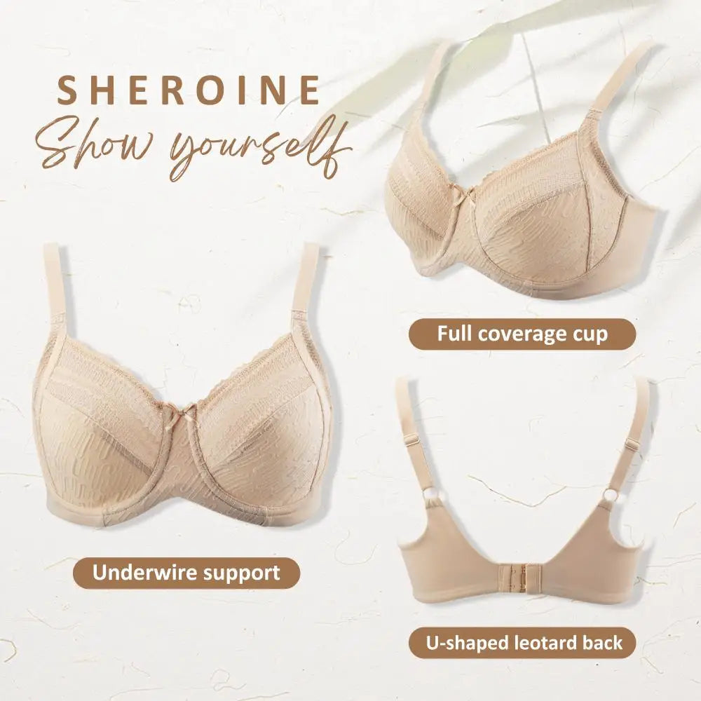 Sheroine Women's Full Coverage Minimizer Underwire Bra Unlined Plus Size Non-Padded Ultrathin Everyday Soft Bras