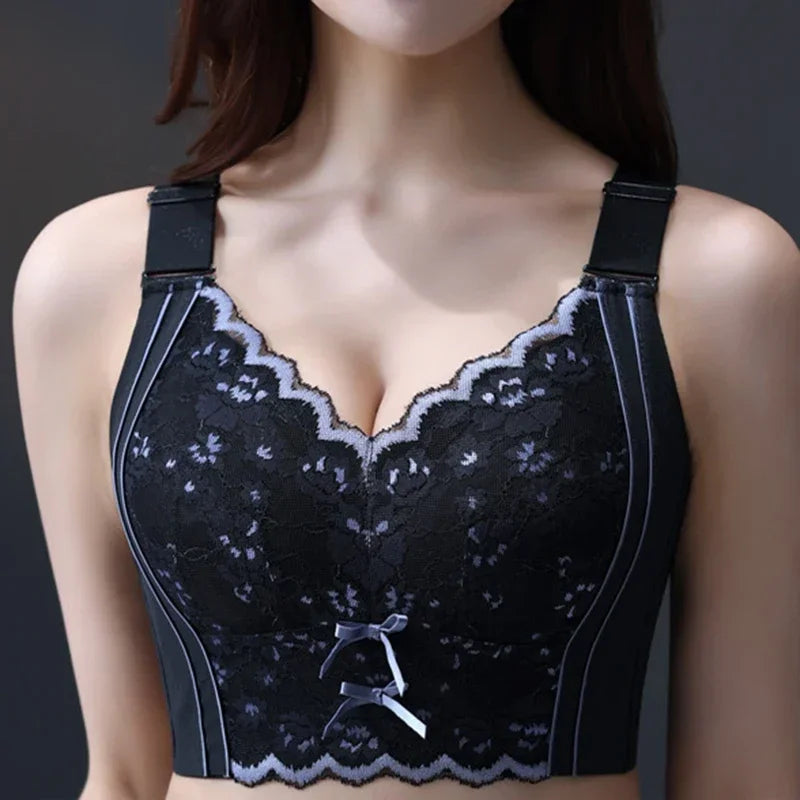 Womens Full Coverage Lace Push Up Bra Wireless Large Size Anti-sagging Underwear Female Lingerie 34 36 38 40 42 44 48 50 C D E