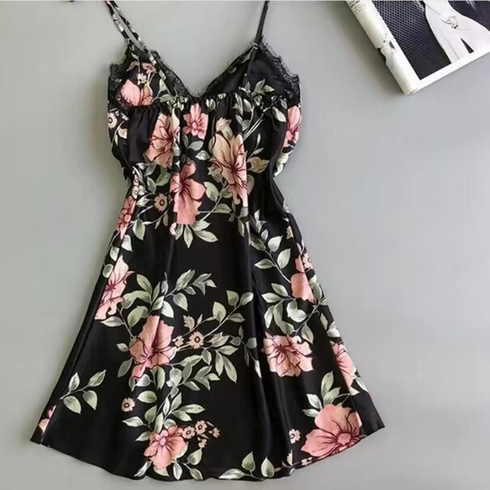 Women'S Printed Sleepwear Loose And Comfortable Lace Five Piece Set Sleeveless Camisole Nightdress Home Clothing Bathrobe