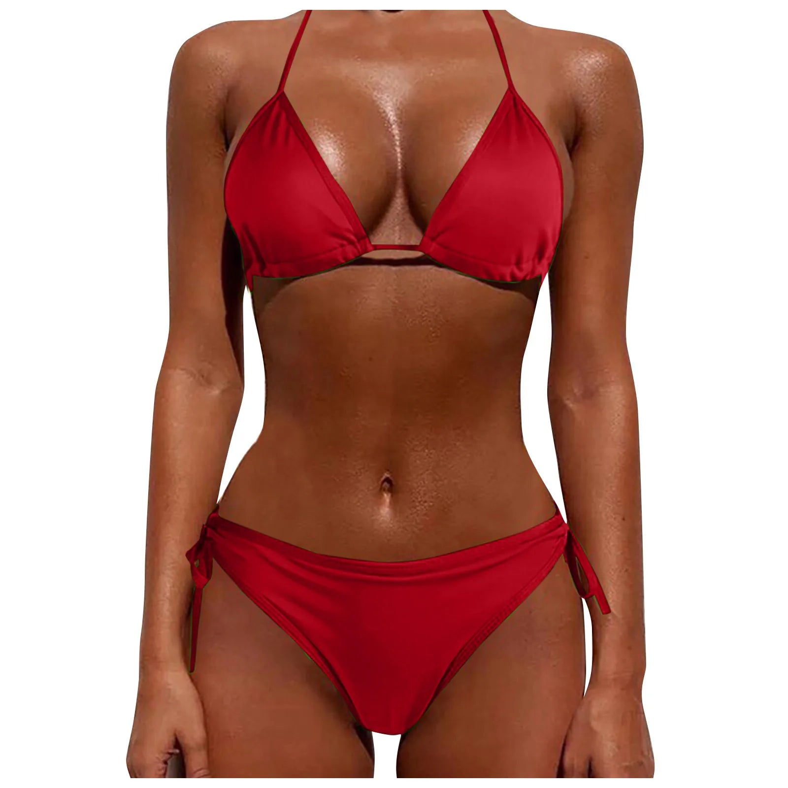 Women'S Seductive Lingerie Two-Piece Set Women'S Fashion Sexy Split Bikini Lace-Up Erotic Lingerie (no padding) swimsuit