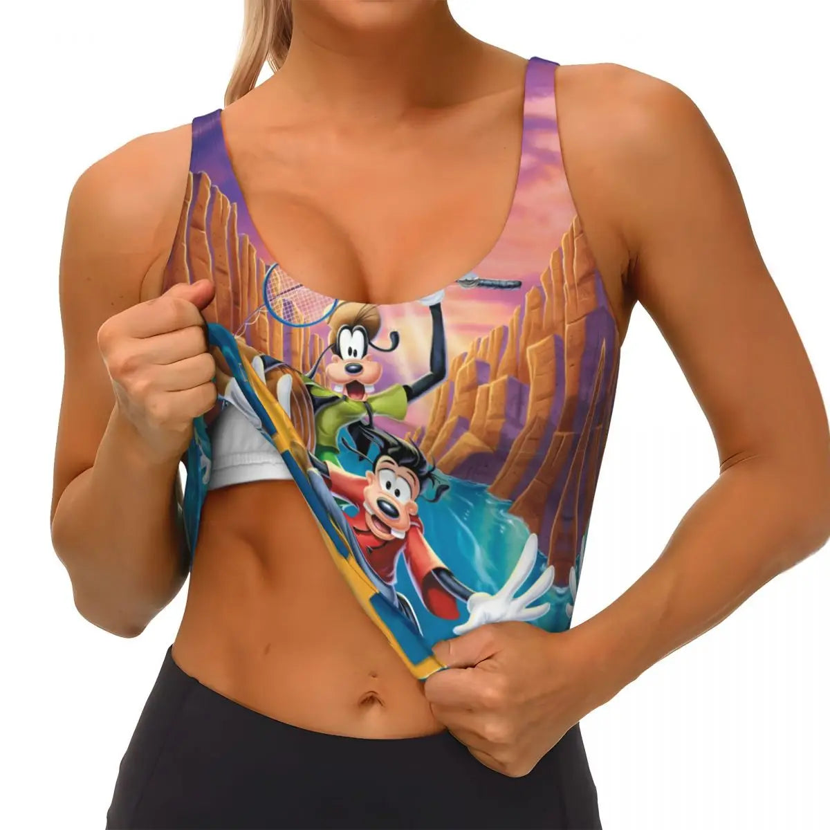 Custom Goofy Cartoons High Impact Sports Bras for Women Mangas Seamless Workout Running Crop Tank Tops