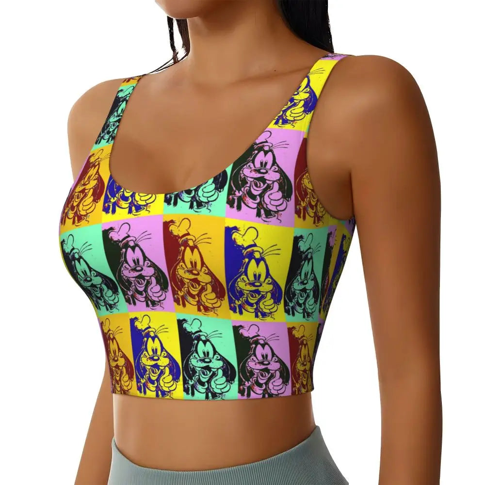 Custom Goofy Cartoons High Impact Sports Bras for Women Mangas Seamless Workout Running Crop Tank Tops
