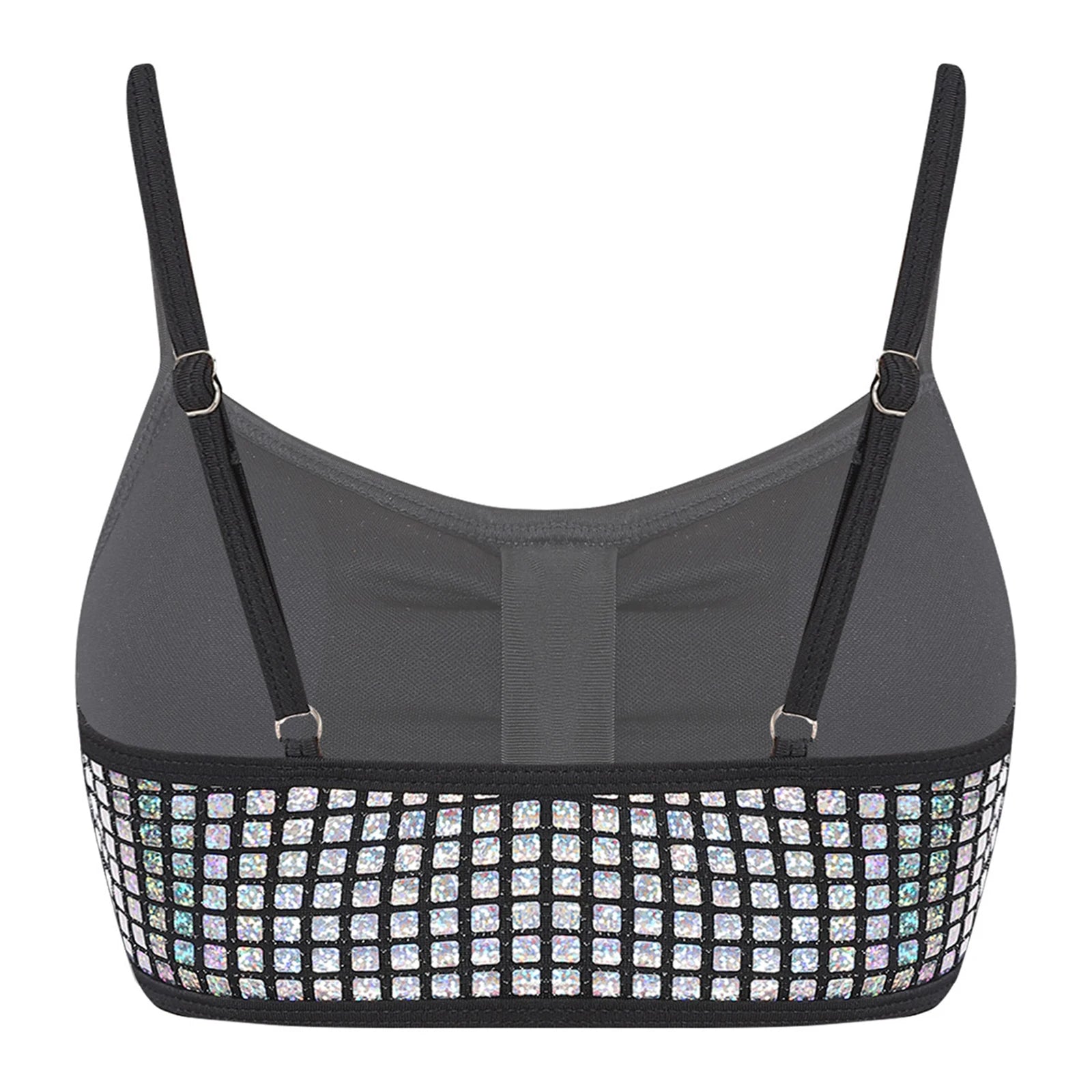 Womens Bikini Swimsuit Tops Glittery Sequin Bra Camisole Tops Adjustable Shoulder Straps Removable Chest Pads Crop Vest Tank Top