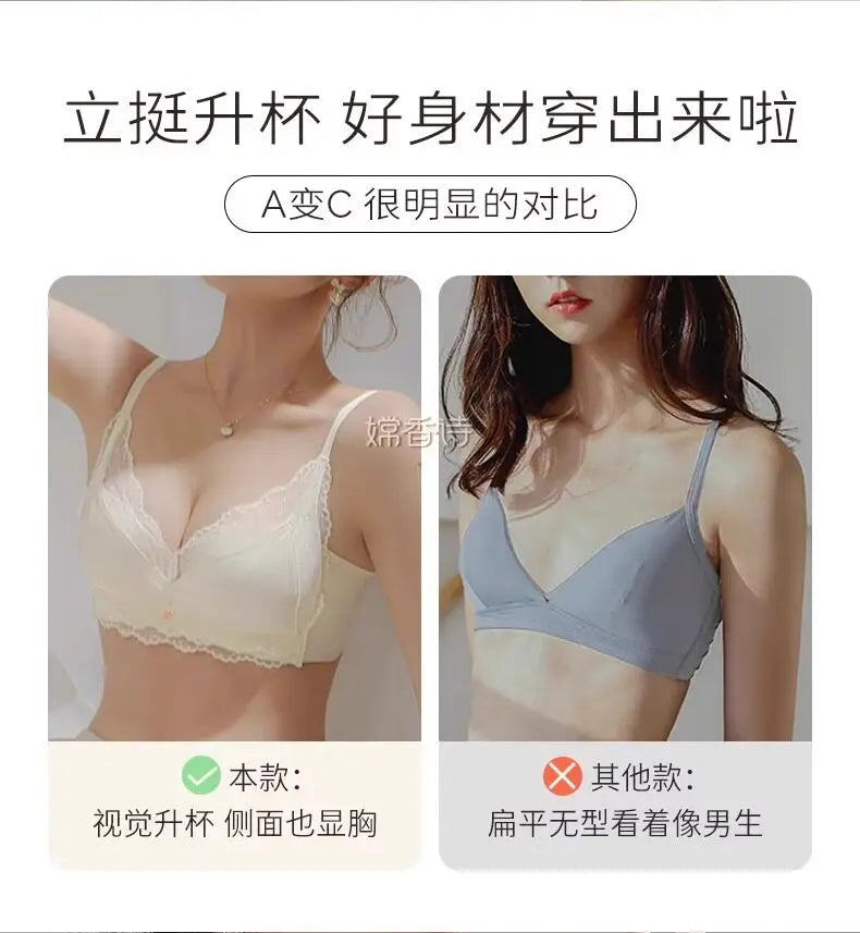 Push Up Bras for Women Small Bust Padded Wireless Anti Sagging Full Coverage Shaper Bralette Plus Size