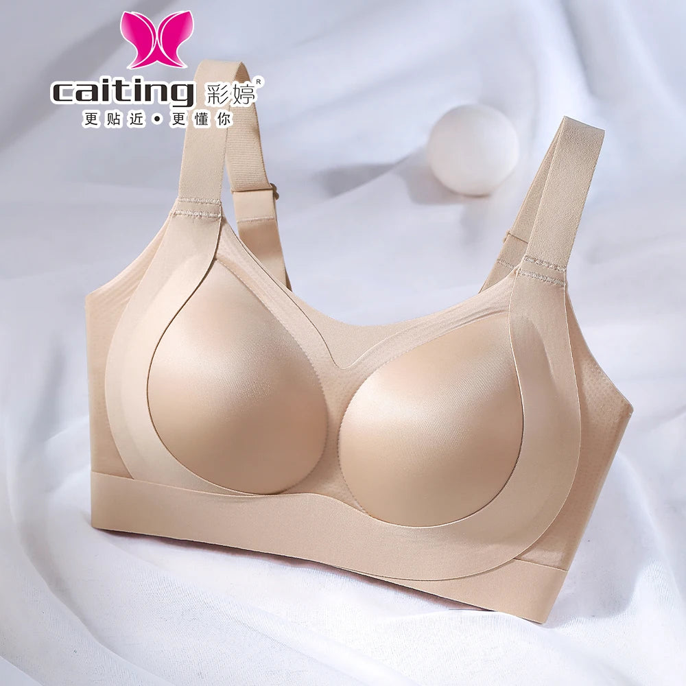 CAITING Wireless Full-Cup Bra Lingerie for Women — Seamless, Invisible Under Clothes, Full Coverage, Large Size M-3XL