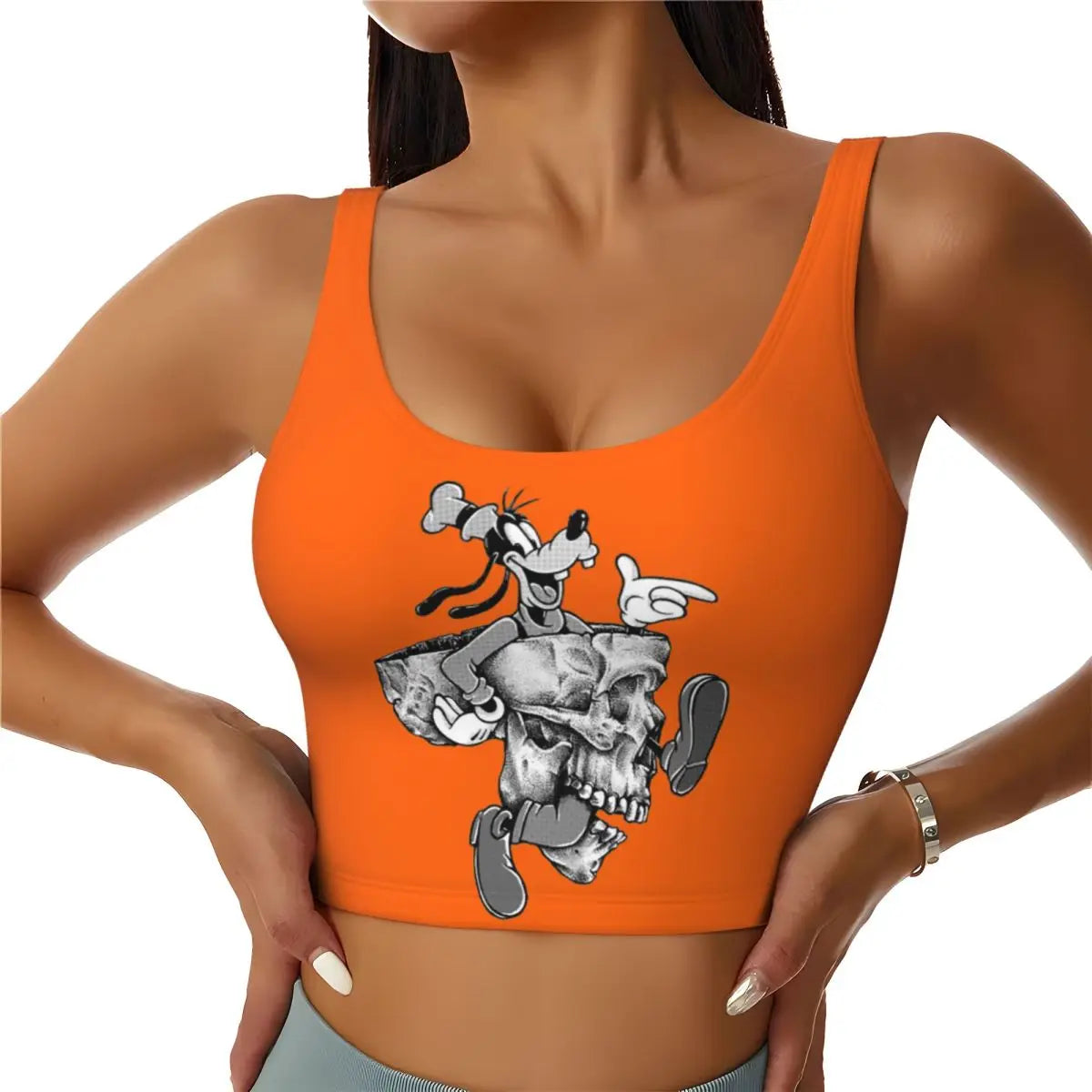 Custom Goofy Cartoons High Impact Sports Bras for Women Mangas Seamless Workout Running Crop Tank Tops