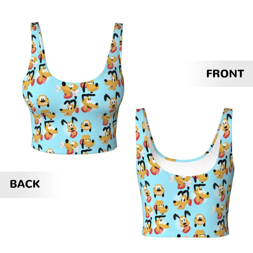 Custom Pluto Anime Manga High Impact Sports Bras for Women Classic Seamless Workout Yoga Crop Tank Tops