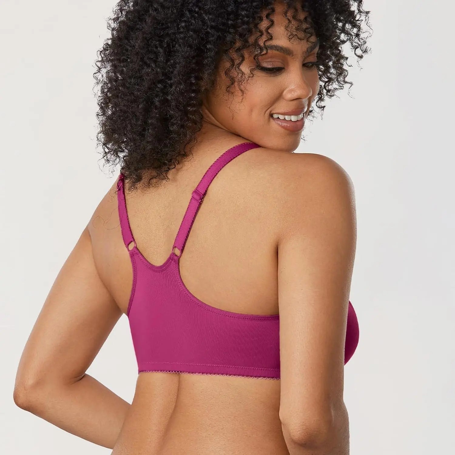 DELIMIRA Women's Front Closure Racerback Bras Plus Size Full Coverage Supportive Underwire Plunge Unlined Bra Underwear
