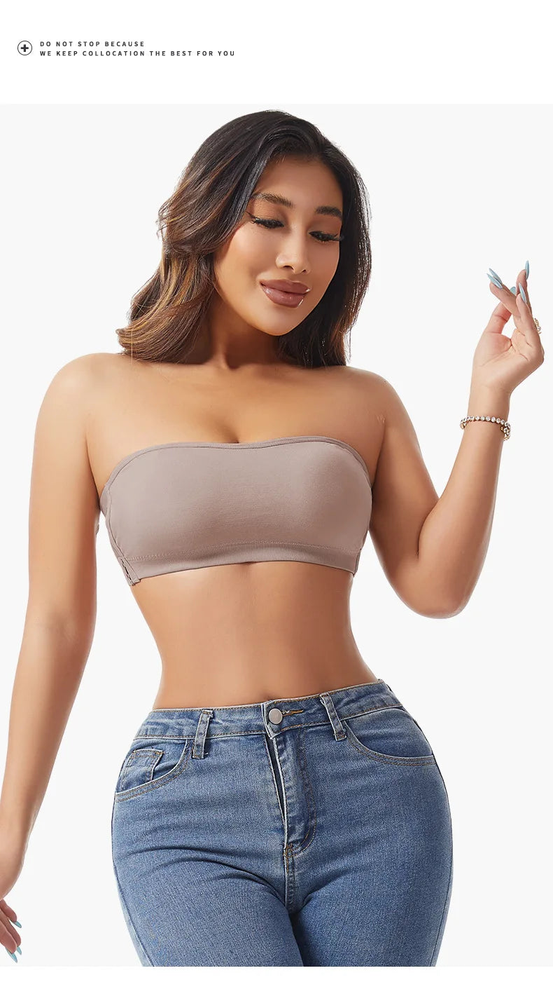 Strapless Push Up Bra For Women Wireless Removable Pad Invisible Daily Brassiere Underwear Seamless Backless Bandeau Bralette