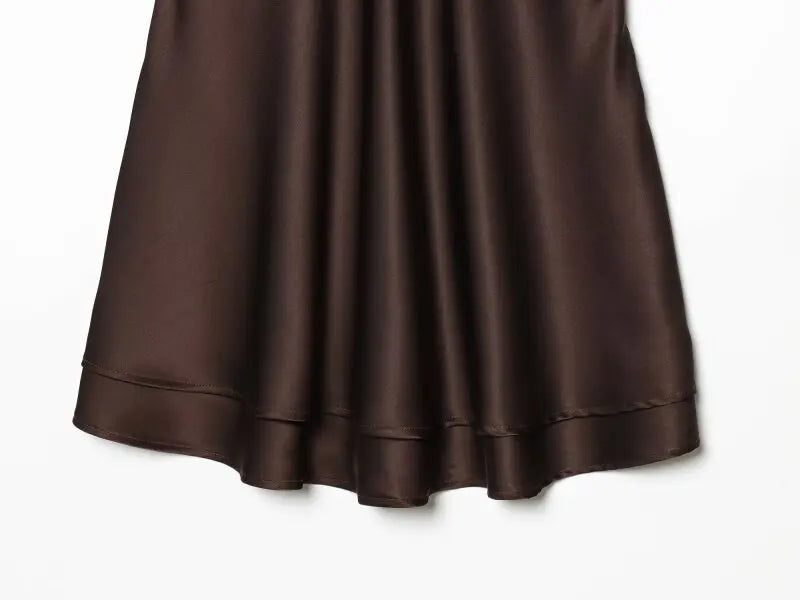 Ladies Silky Satin Slip Dress, Sexy V-Neck Lace Trim Spaghetti Strap Mini Dress, Lightweight for Summer Casual Outings