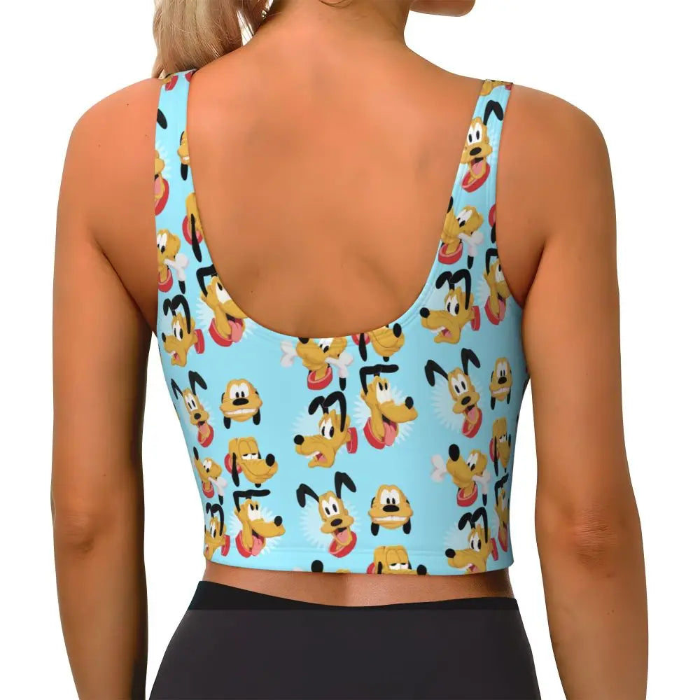 Custom Pluto Anime Manga High Impact Sports Bras for Women Classic Seamless Workout Yoga Crop Tank Tops
