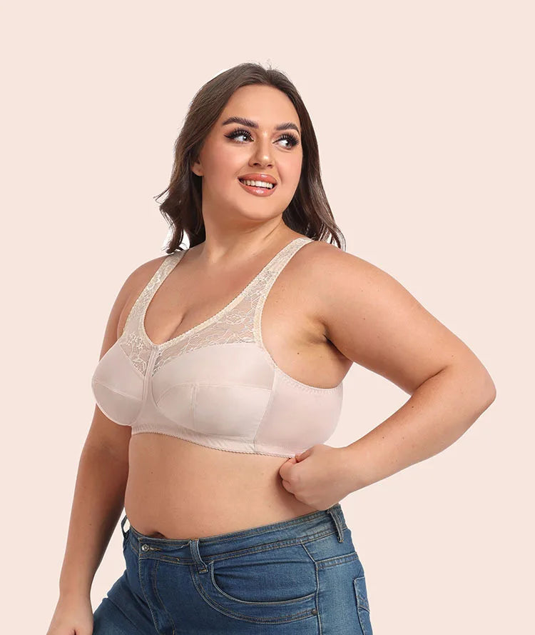Summer Bra Thin Full Cup Bra for Women Sexy Lace Large Size Non Padding Wirefree Bras Plus Size Breathable Bralette BCDEFG