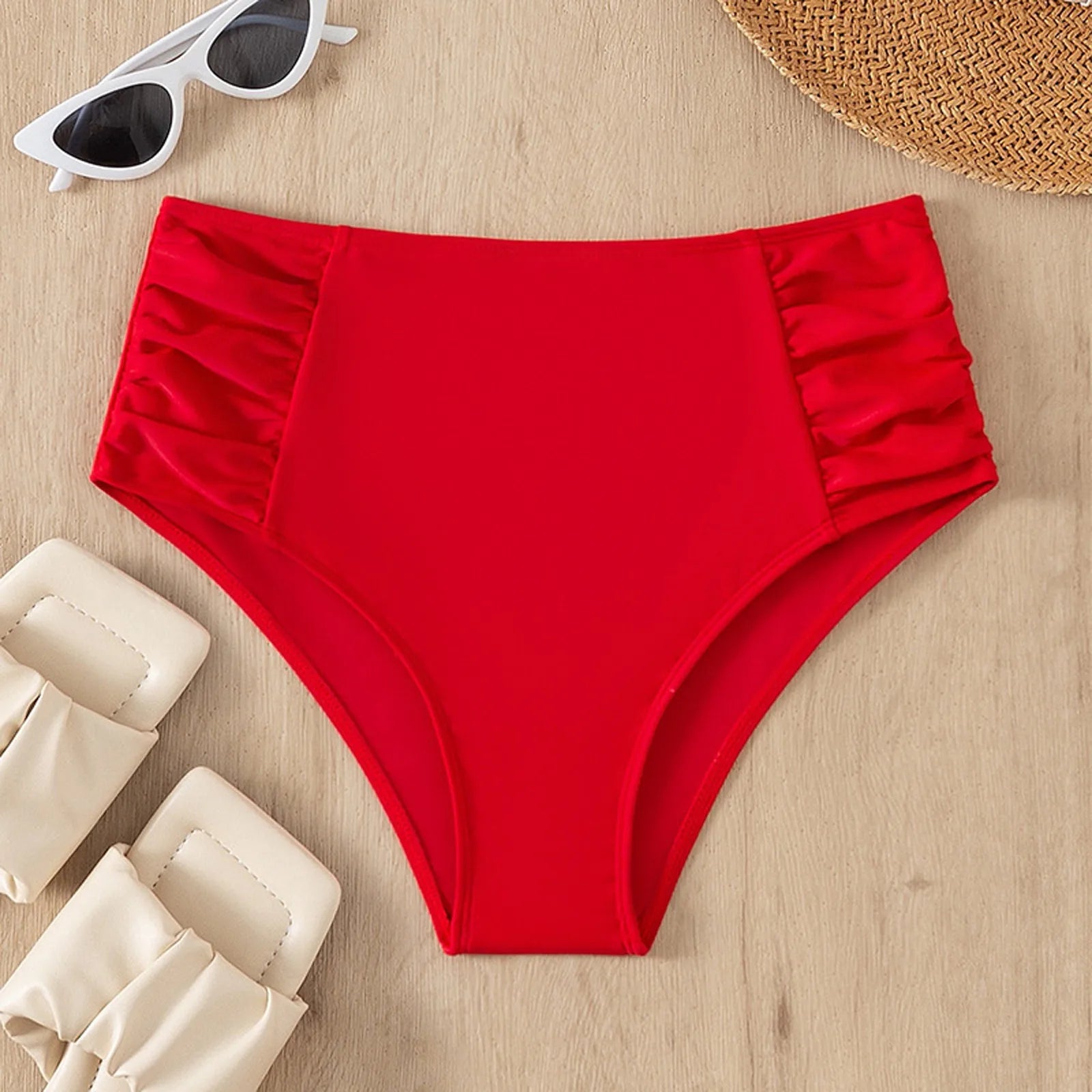 Women's High Waist Basic Swimming Bottoms Full Coverage Bikini Split Swimsuit Briefs Solid Color Comfy Swimming Trunk