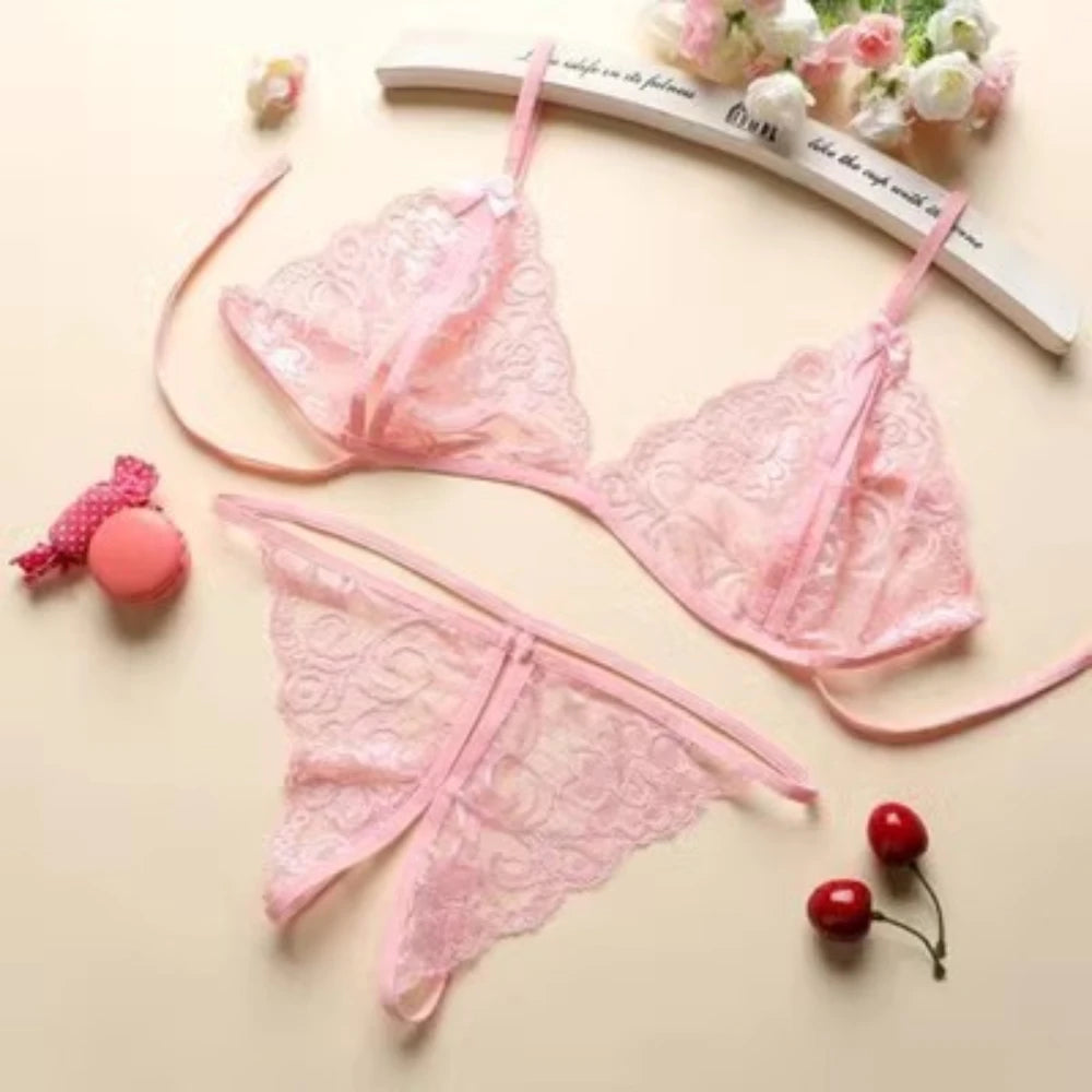 Sexy  Women's Lace  Transparent Thin Large Size  Loose Ice Silk Small Chest Gathering Underwear
