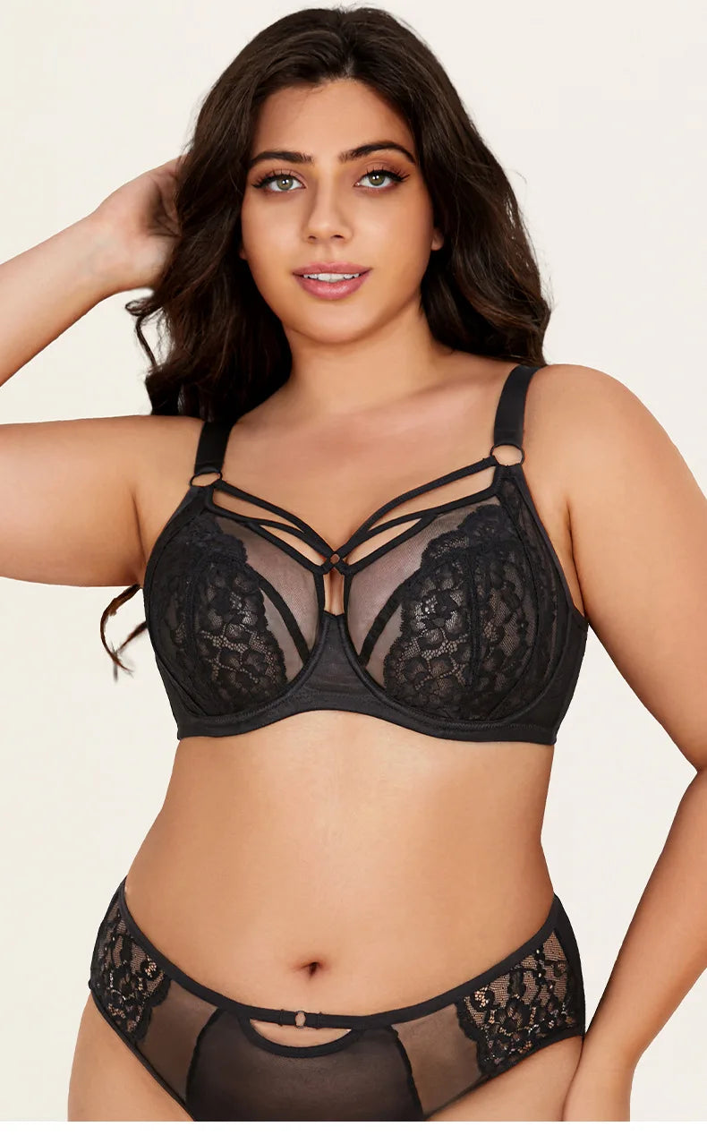 Plus Size Full Coverage Bras for Large Bust , Minimizer Lift Support , Lace Breathable Thin, D-K Cup , For Curvy Women