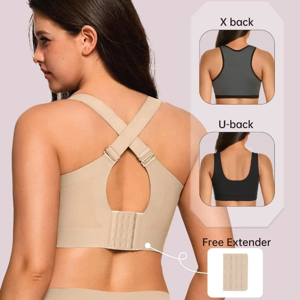 Breathable Adjustable Wireless Bra Tank Top Style Push-Up Seamless Bra Anti-Sagging Plus Size Deep V Bra Women