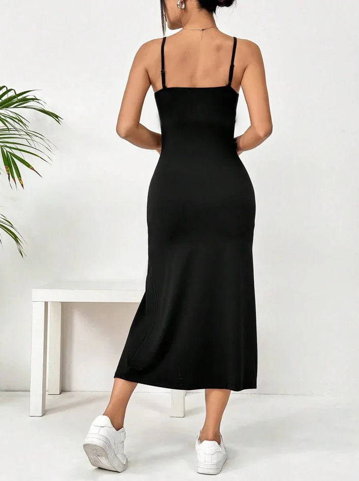 Summer slip dress women's slip bandeau tight height slit solid color leopard print hip skirt