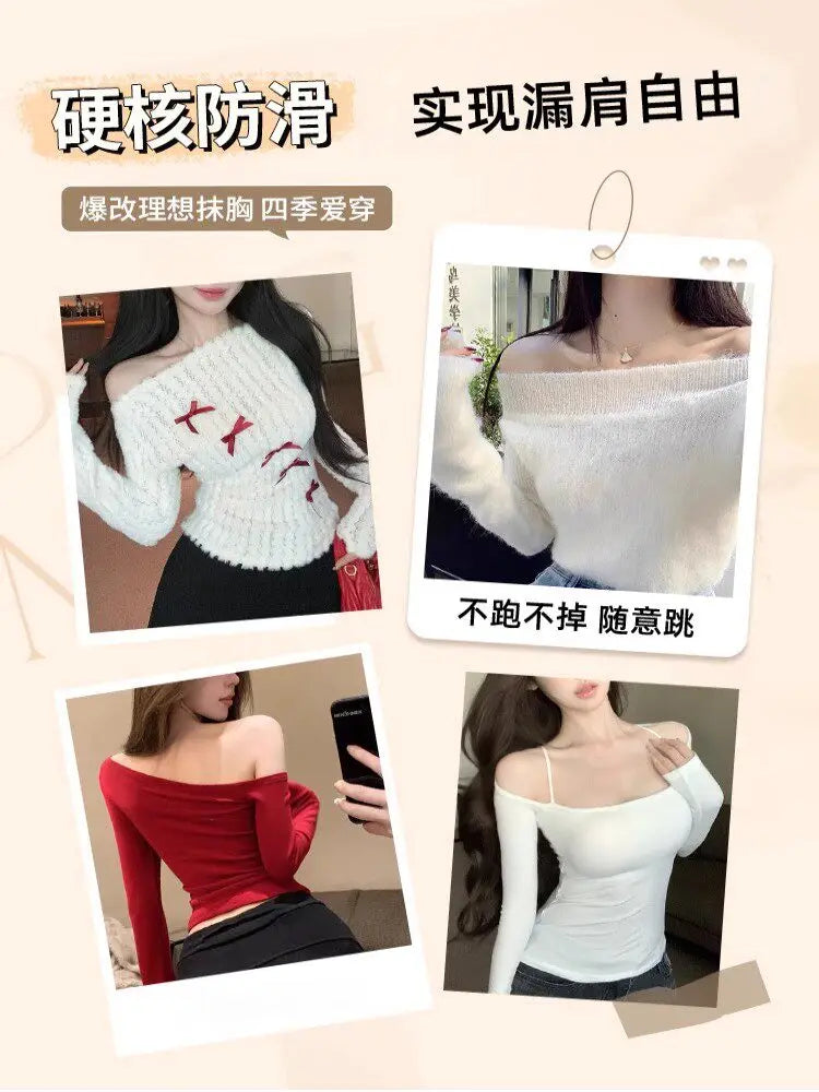 Strapless Bra  Sexy Front Fastening Non-Slip Invisible Backless Push-Up Bra Padded Add 2 Cups Lift Bralette for Wedding Party