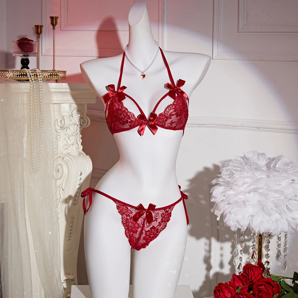 Bras For Woman Transparent Underwear Hot Erotic Sexy Lace Set Push Up Bra With Panty Set Ruffle Lingerie Set Briefs Sets