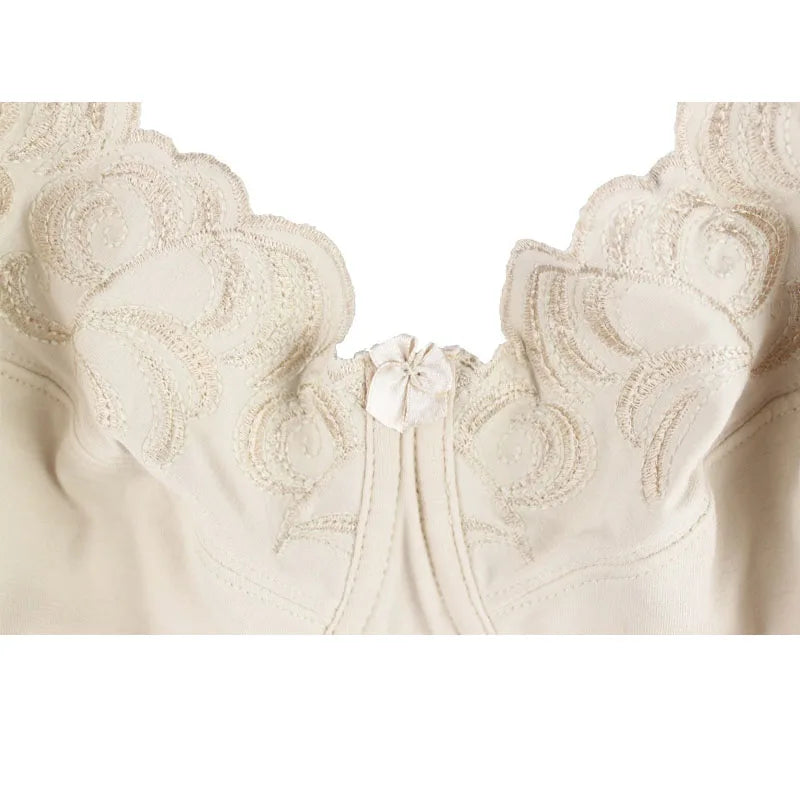Women's Underwear Full Coverage Bras Plus Size Brassiere Embroidery No-padded  Underwire Bralette  36-46C/D/DD/DDD/E/F/G