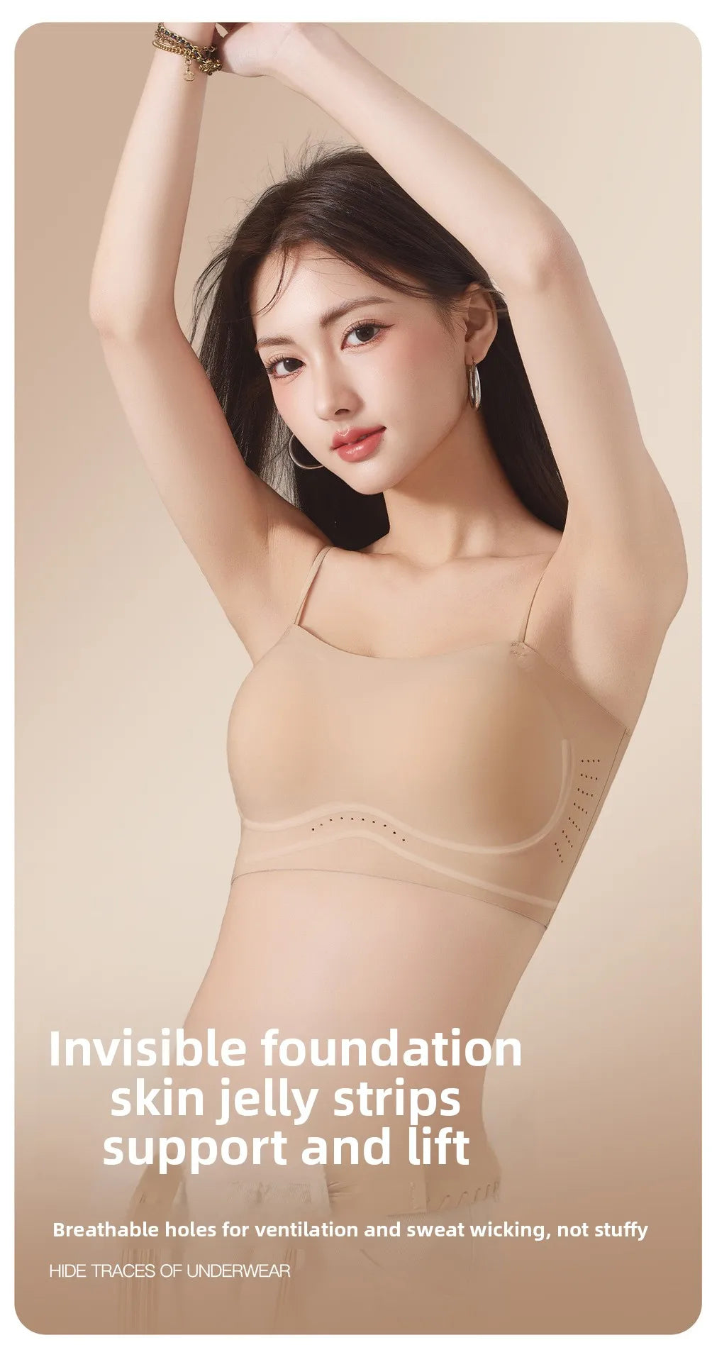 Women Push Up Bra Thin Strap Seamless Backless Bandeau Camisole Summer Padded Jelly Wire Free Comfortable Daily Bra