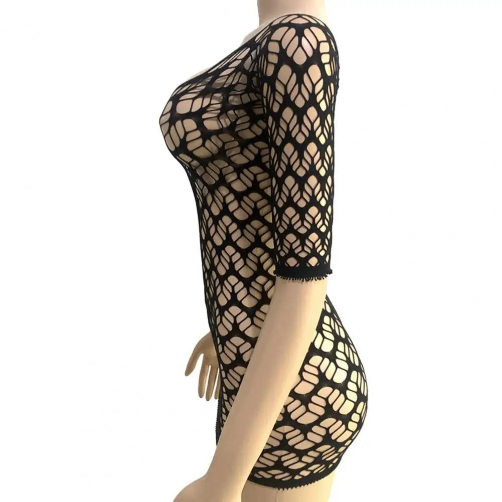 Women Swim Cover-up Swimsuit Cover Up Sexy Hollow Out Beach Cover-up Dress for Women Slim Fit V Neck Backless Bikini Mini Dress