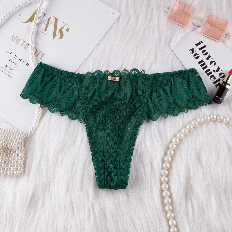 Women's Sexy String Panties Lace Thongs Lingerie Intimates Woman T-back Soft T-panties Designed Tangas Mujer