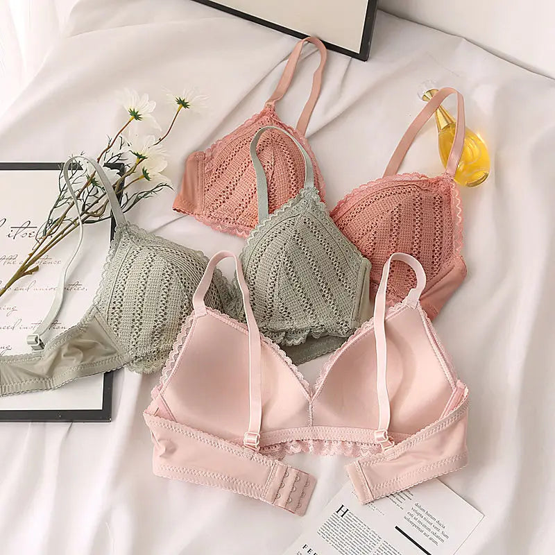 Female Bra Wire Free Push Up Bra 3/4Cup Sexy Lace Bras For Women Bralette Top Seamless Wireless Gather Brassiere Plus Size