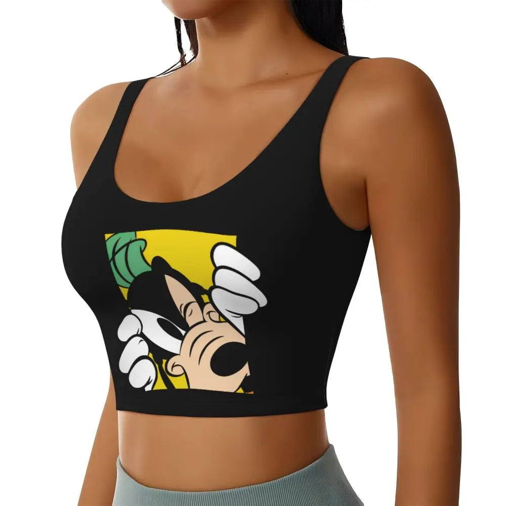 Custom Goofy Cartoons High Impact Sports Bras for Women Mangas Seamless Workout Running Crop Tank Tops