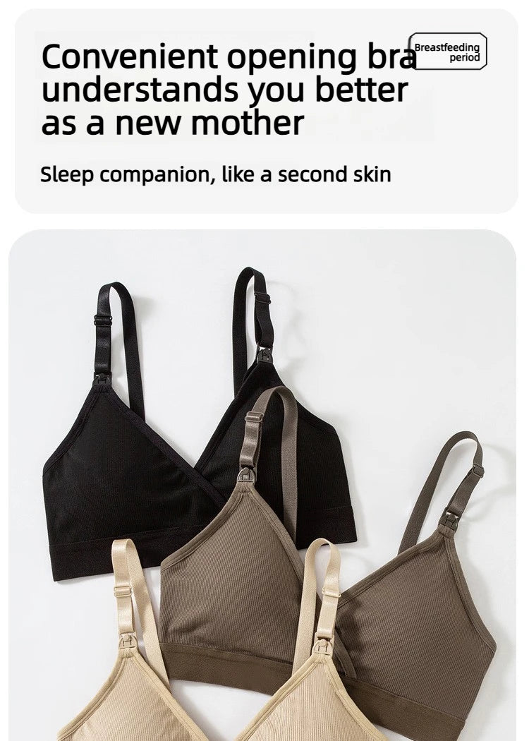 New Wireless Maternity Nursing Bras Ultra Soft Comfortable Front Open Bras with Chest Pads Pregnancy Breastfeeding