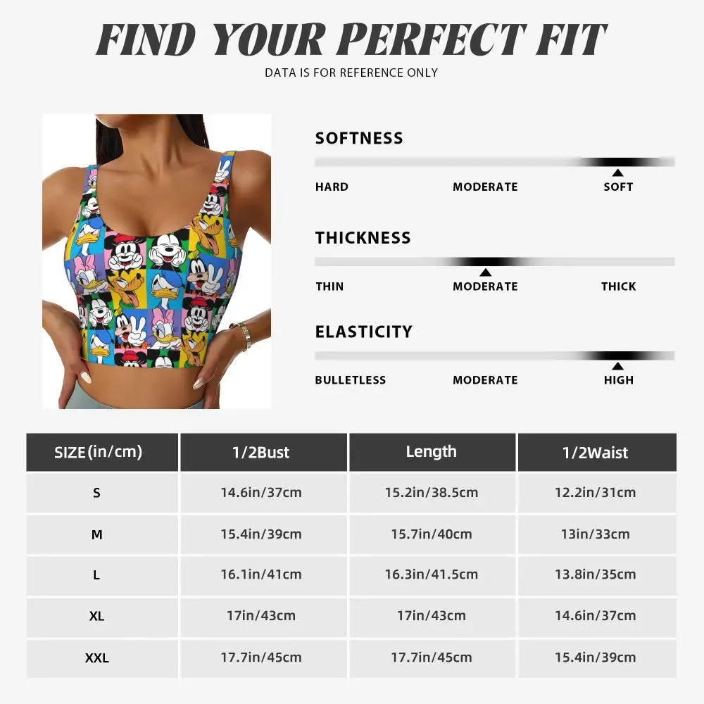 Custom Goofy Cartoons High Impact Sports Bras for Women Mangas Seamless Workout Running Crop Tank Tops