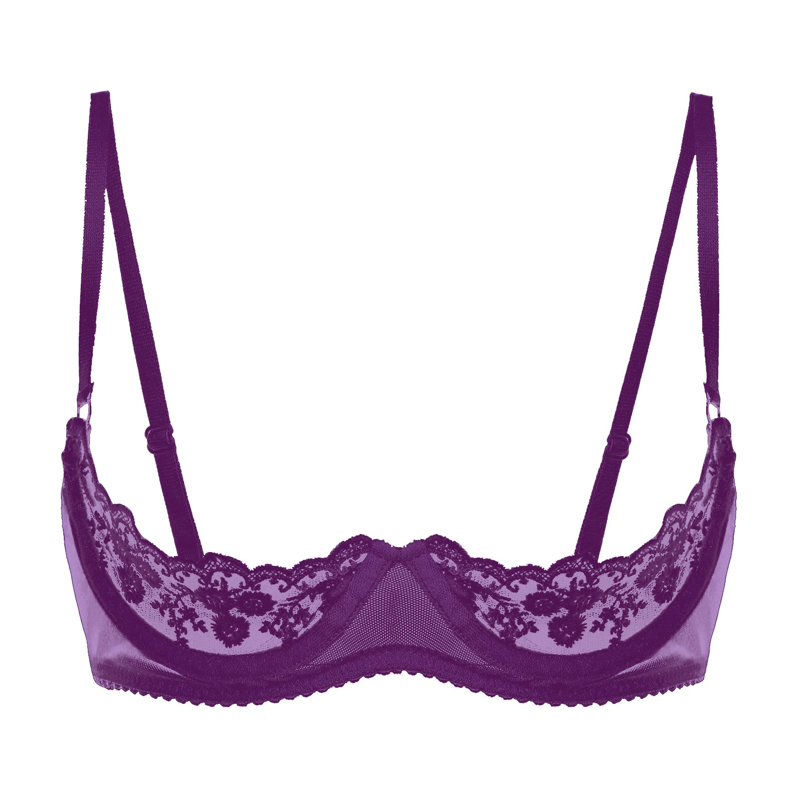 Sexy Womens Sheer Floral Lace Underwired Bra Underwear Unlined Brassiere Lingerie Bare Breast Exposed Open Nipples Bra Tops