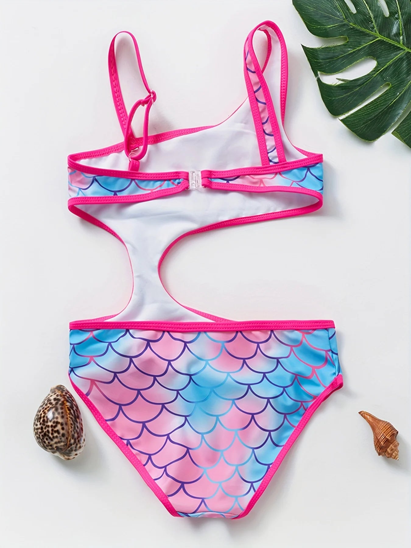 3-10 years Toddler Girls One-piece Swimsuits Kids Girl Fish-scale Printed Halter-neck Style Swimwear Children's Swimsuit