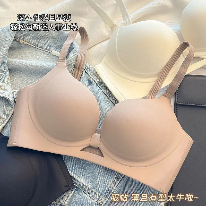 Strapless Push Up Bra for Small Bust - Lift Enhance Anti-Sag Side Coverage Wireless Comfort Convertible T-Shirt Bra A-C Cup