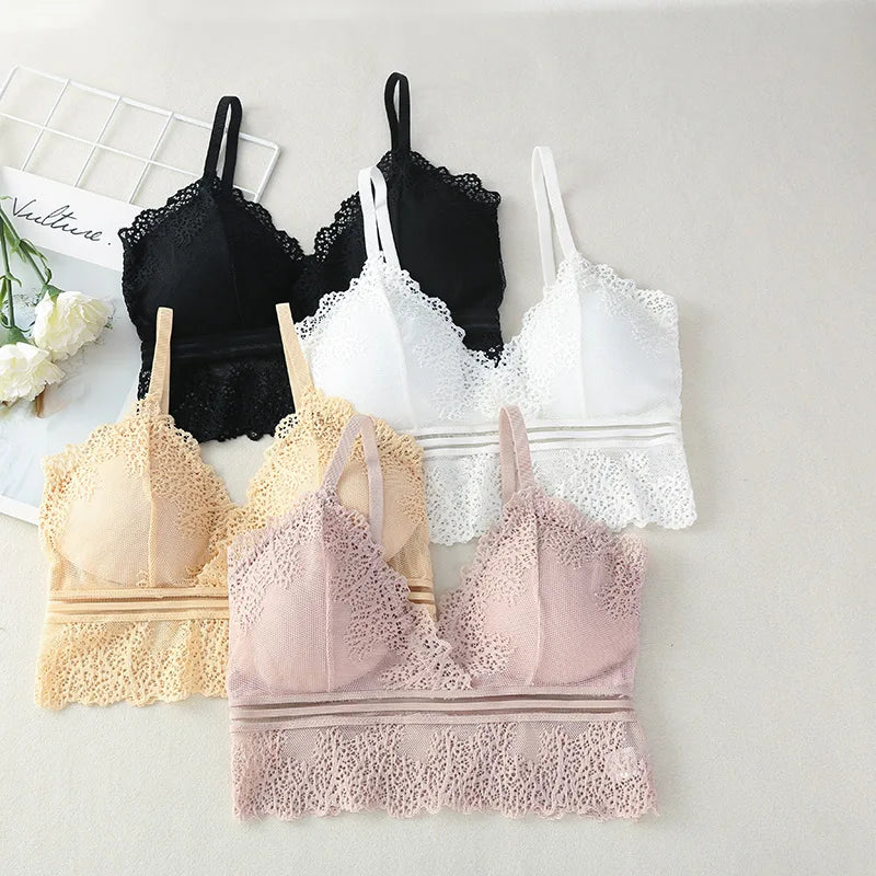 Tube Top Bras Lace Bralette Women Crop Tops Sexy Lingerie V Neck Seamless Underwear Cropped Bra Female Tank Crop Top