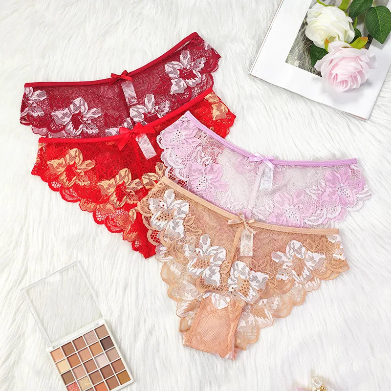 1pcs Large Size S-XXL Sexy Lace Women Panties Low Rise Floral Breathable Comfortable Sexy Lingerie Lady Briefs Fashion Underwear