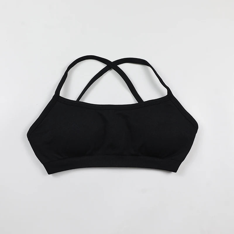 Women's Sports Bras For Running Push Up Seamless Yoga Bra Adjustable Straps Cross Back Fitness Athletic Bra Tops