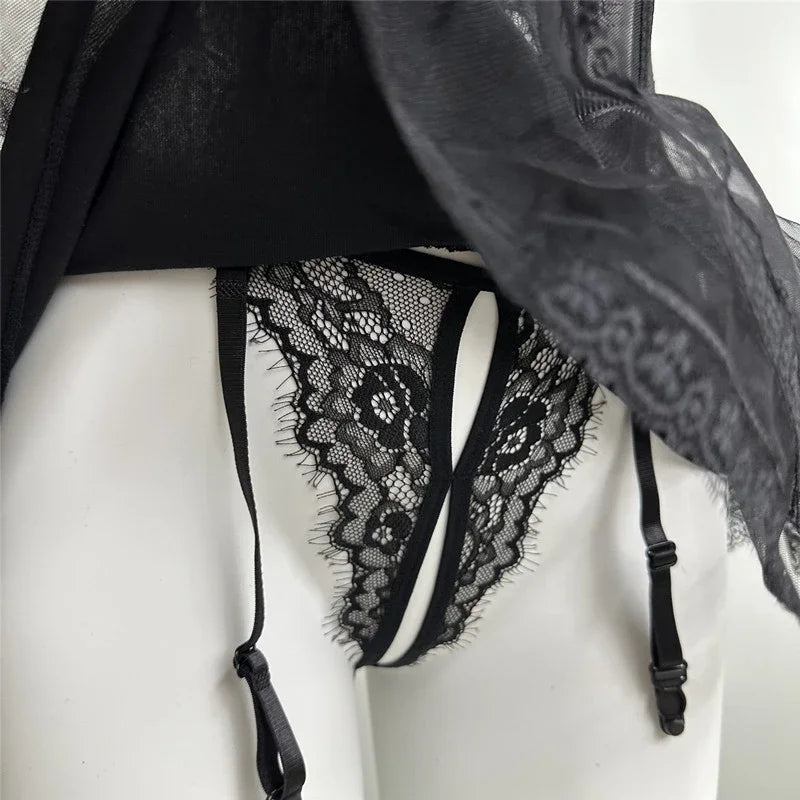 Erotic Lingerie Ladies Sexy French Lace Corset New Bodysuit Gathered Elasticity Women Push Up Mesh Material Bustier Underwear